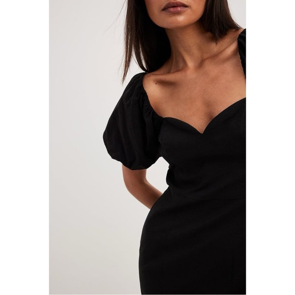 Na-kd and Lydia Tomlinson Sweetheart Black Linen Blend Dresss - Picture 4 of 6